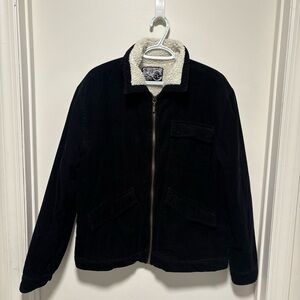 Ocean Current Black Sherpa-Lined Jacket corduroy size small men’s full zipper